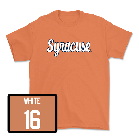 Orange Men's Lacrosse Script Tee - Barrett White