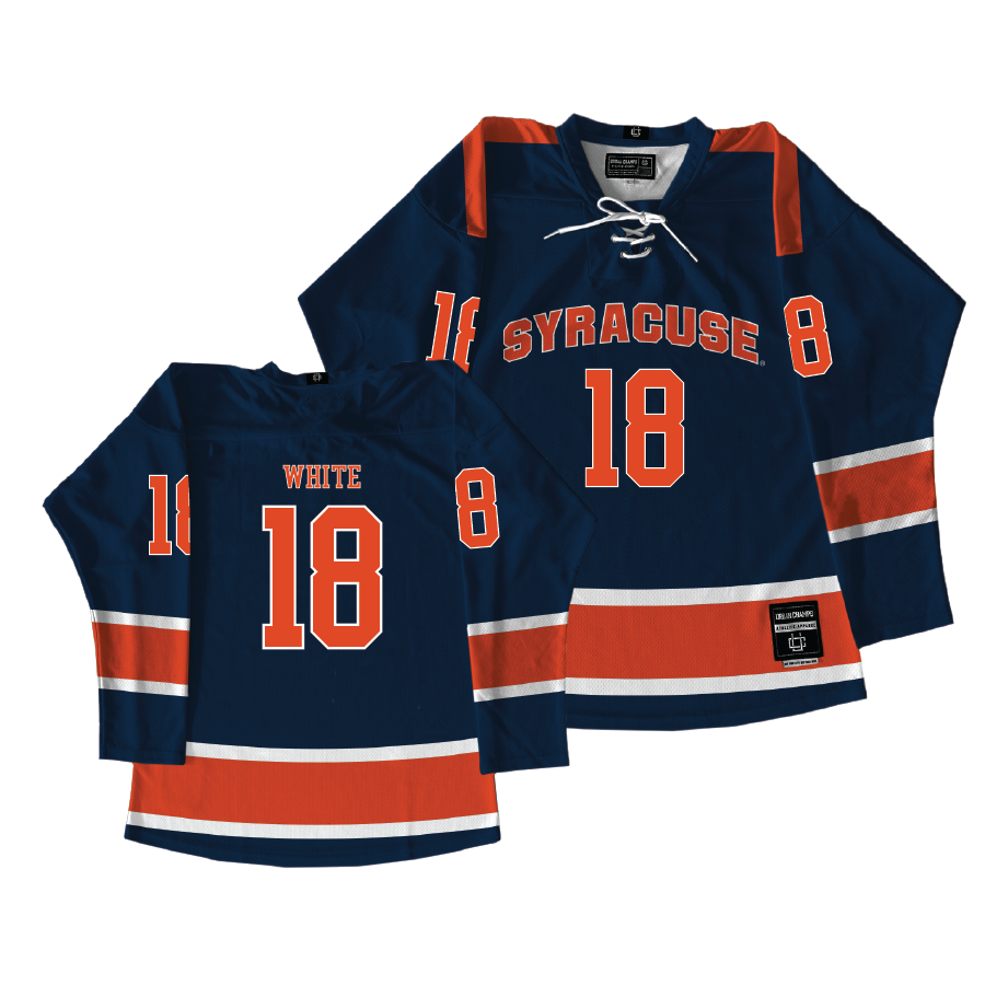 Syracuse Women's Ice Hockey Navy Jersey - Tatum White